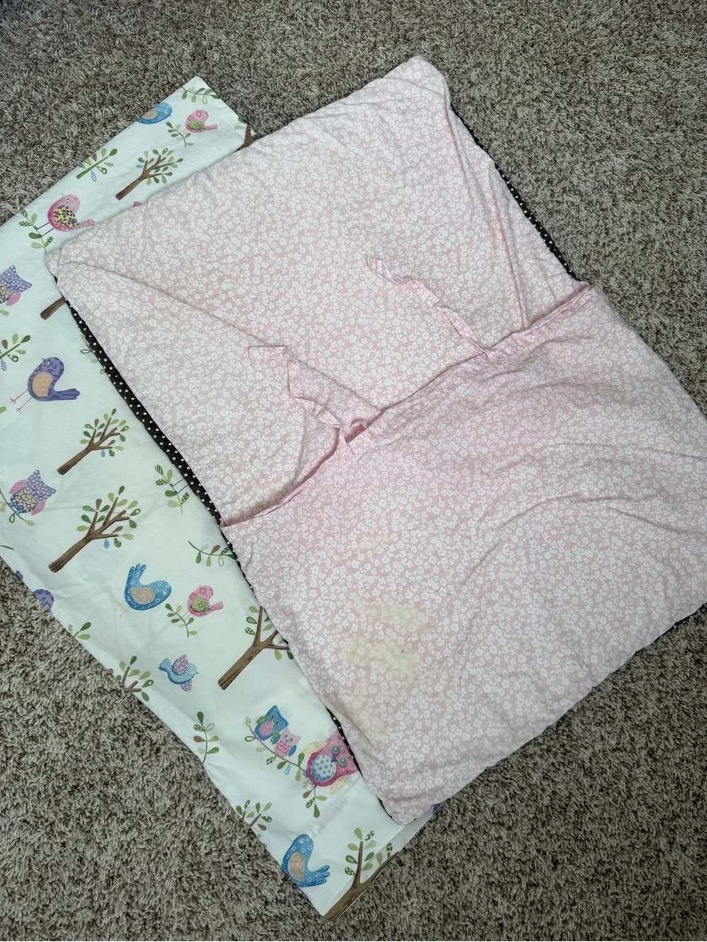 Pottery Barn Kids Hayley Collection Owl and Bird Tree twin Quilt & sheets Set